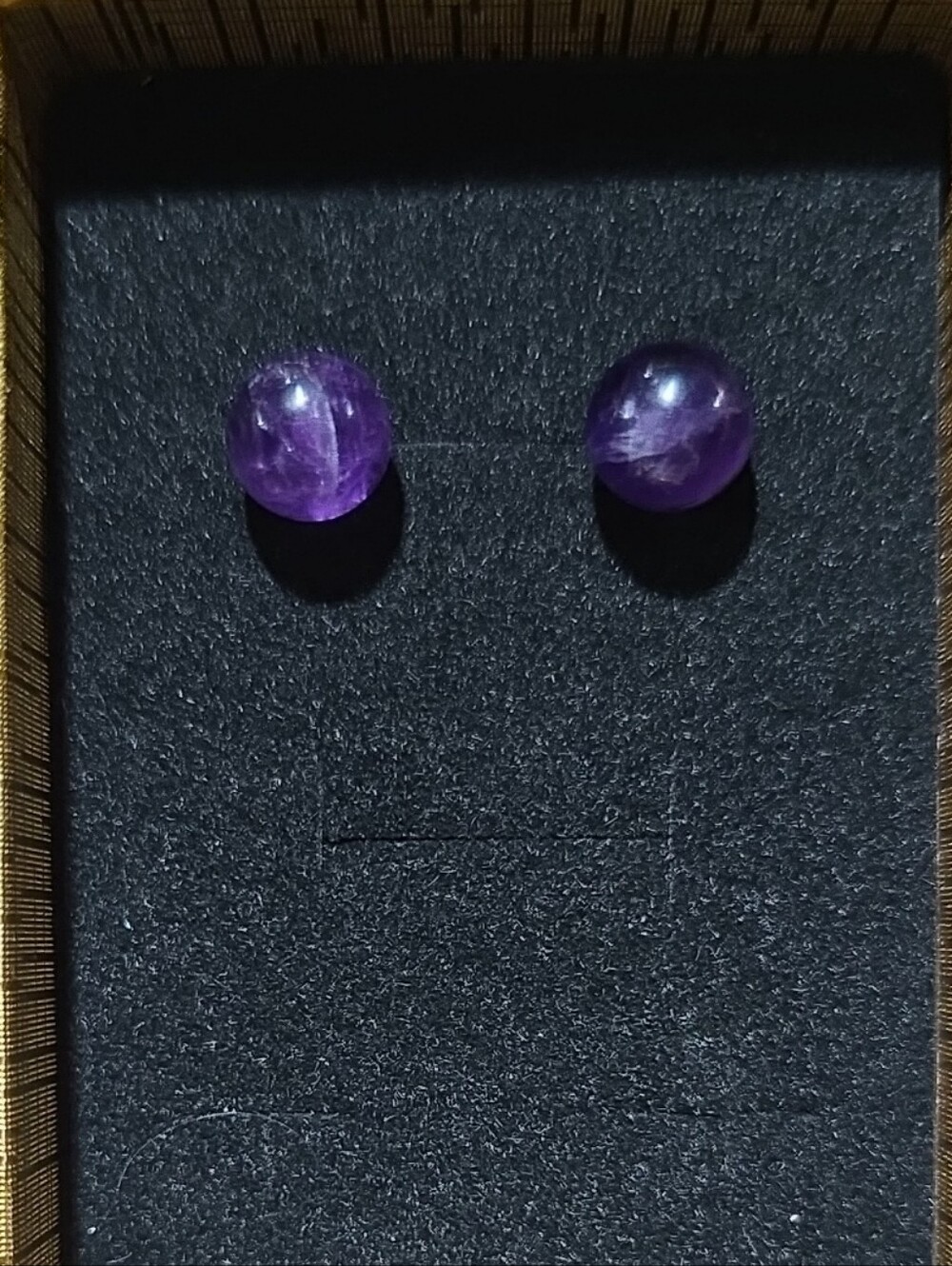 10k Solid Gold Posts Amethyst Round Stud Earrings